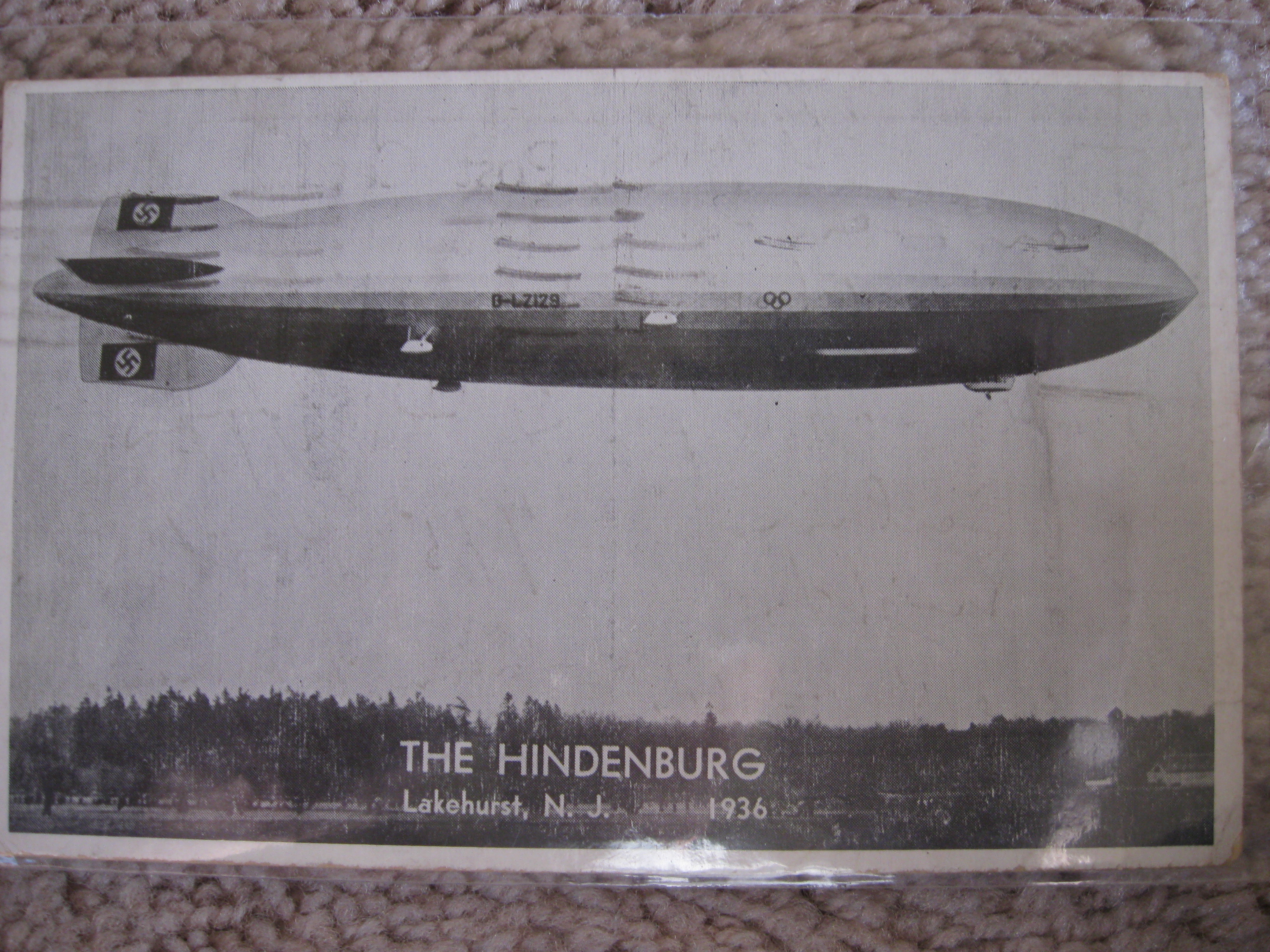 The Hindenburg Lakehurst NJ 1936 printed card